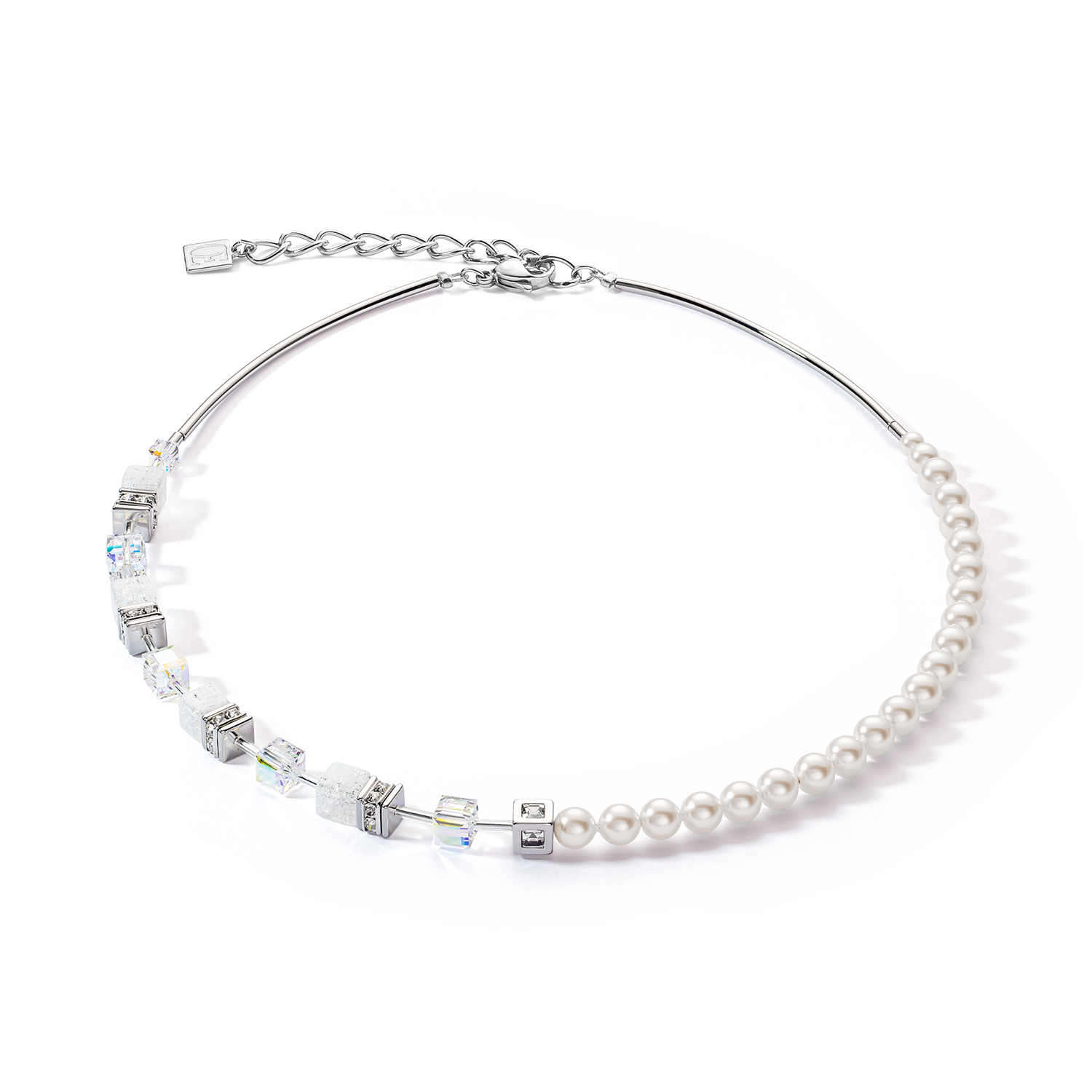 coeur-de-lion-geocube-precious-fusion-pearls-halskette-wei-silber image 1