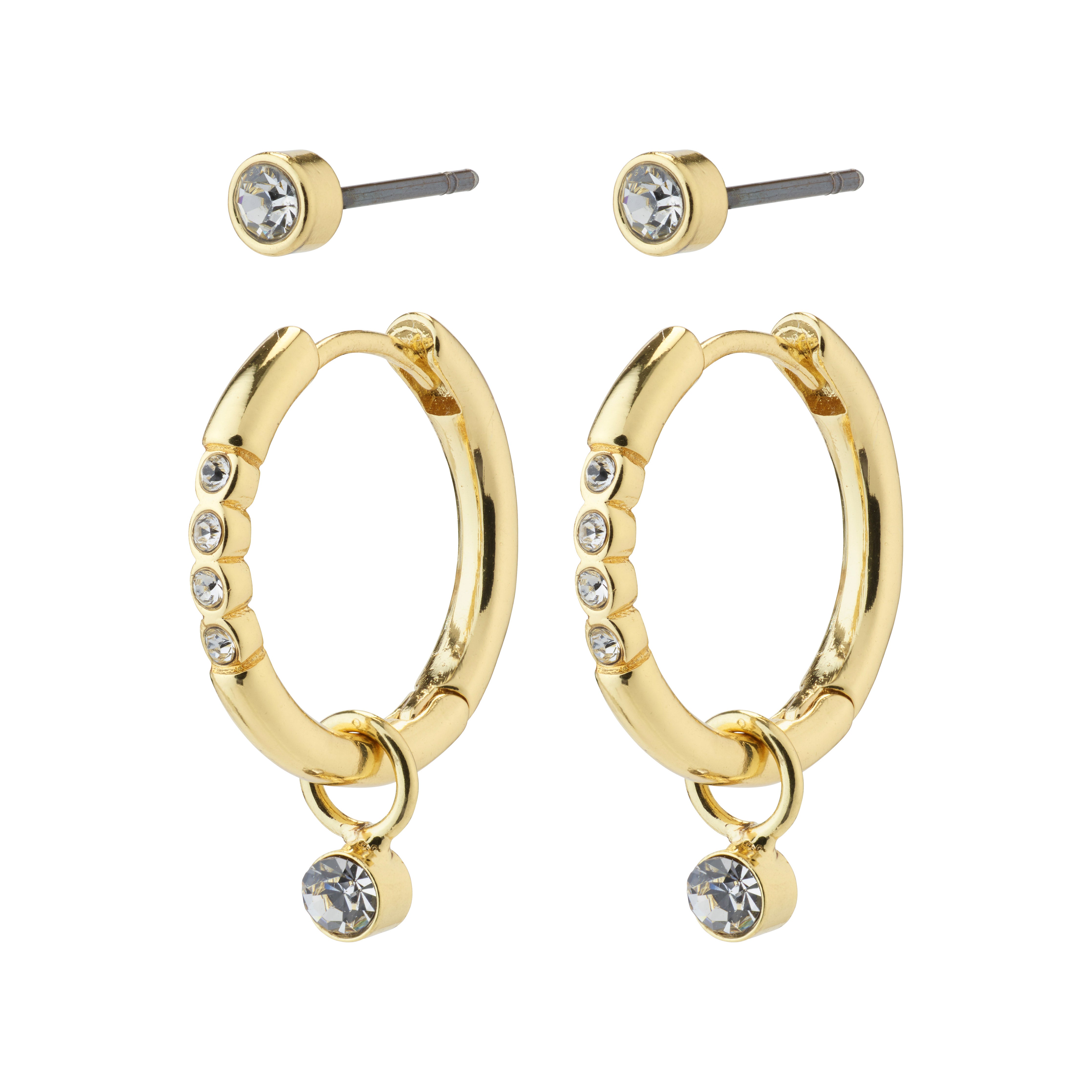 pilgrim-elna-ohrring-set-2-in-1-goldplattiert-ohrstecker-creolen-mit-kristall-an image 1
