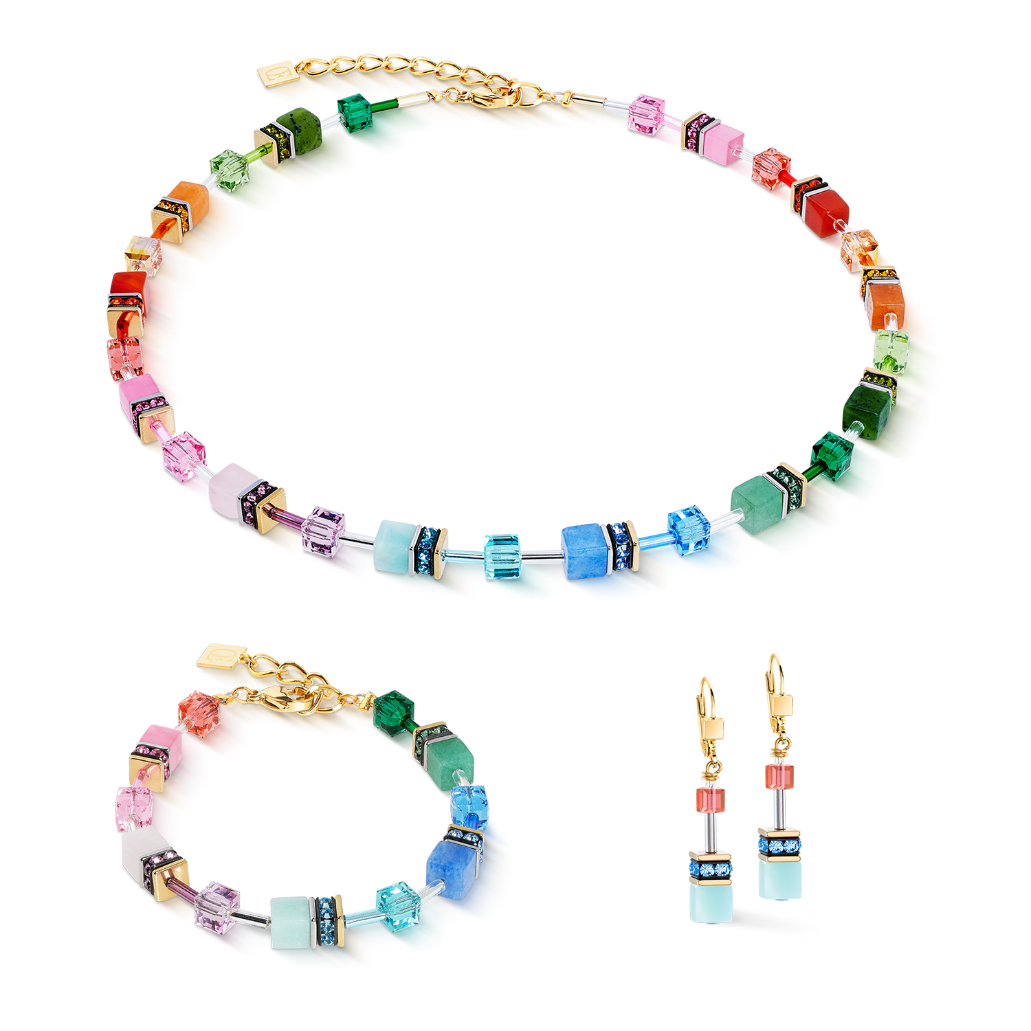 coeur-de-lion-geocube-iconic-precious-armband-rainbow-gold image 3