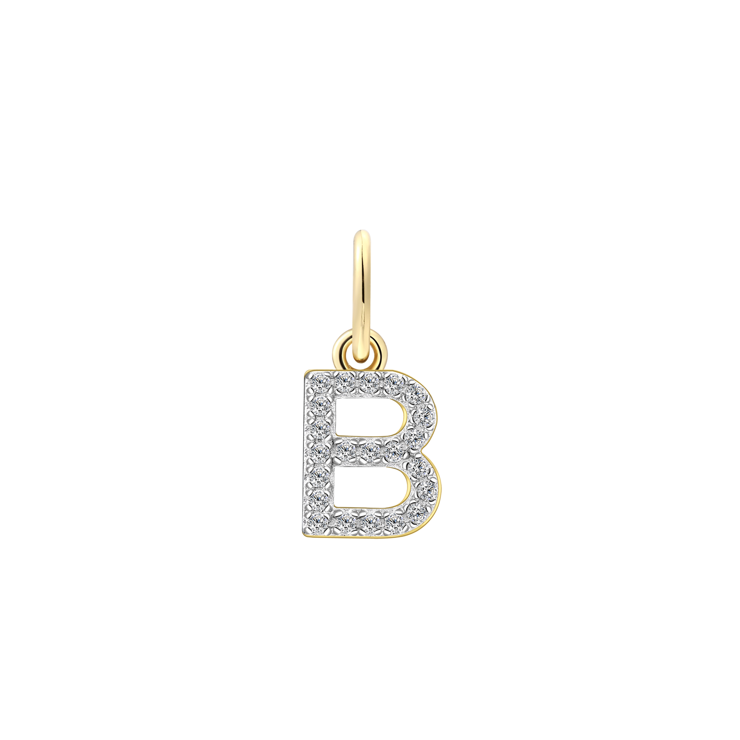 xenox-b-letter-charm-buchstabe-b-925-sterlingsilber-18k-vergoldet-mit-zirkonia image 1