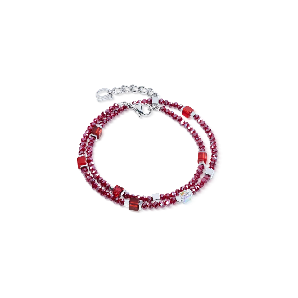 coeur-de-lion-joyful-colours-flex-armband-silber-rot image 1