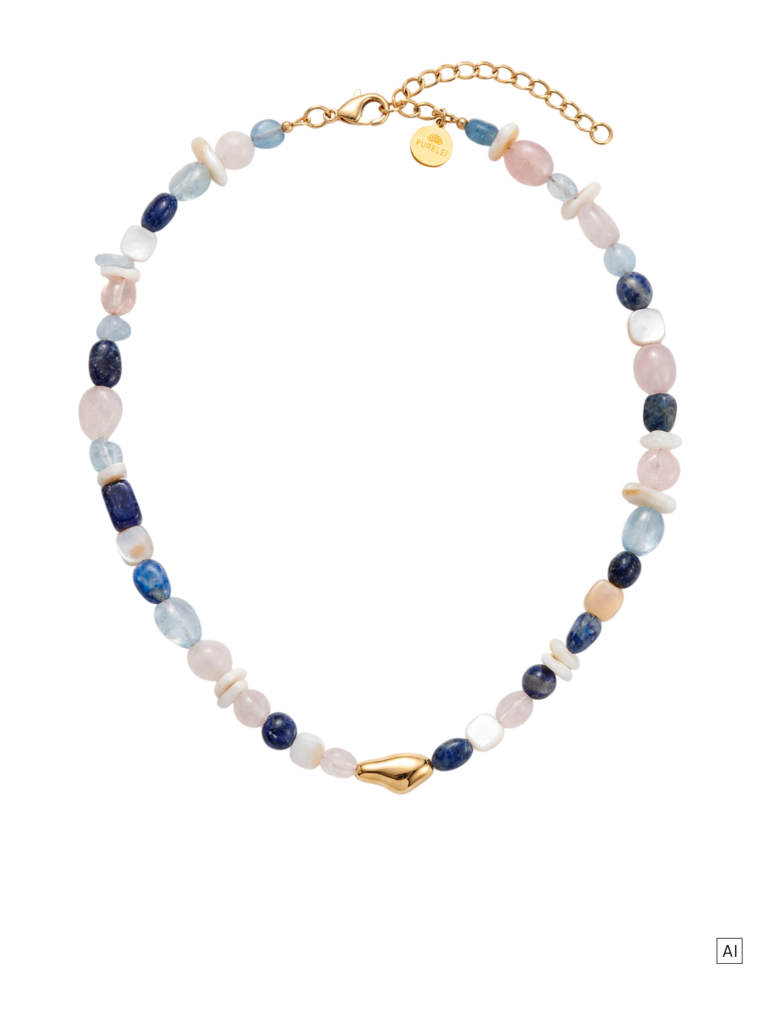 purelei-island-spirit-kette-mit-naturstein-aquamarin-perlmutt-lapislazuli-und-ro image 1