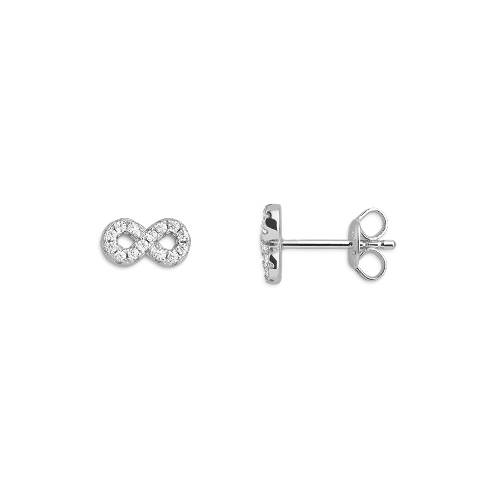 xenox-infinity-ohrringe-925-sterlingsilber-rhodiniert-mit-zirkonia-ohrstecker image 1