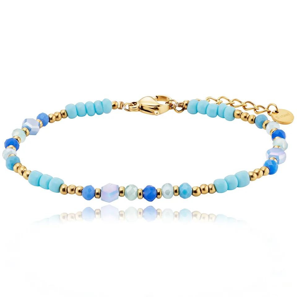 julie-julsen-kids-armband-edelstahl-vergoldet-blaue-glasperlen image 1