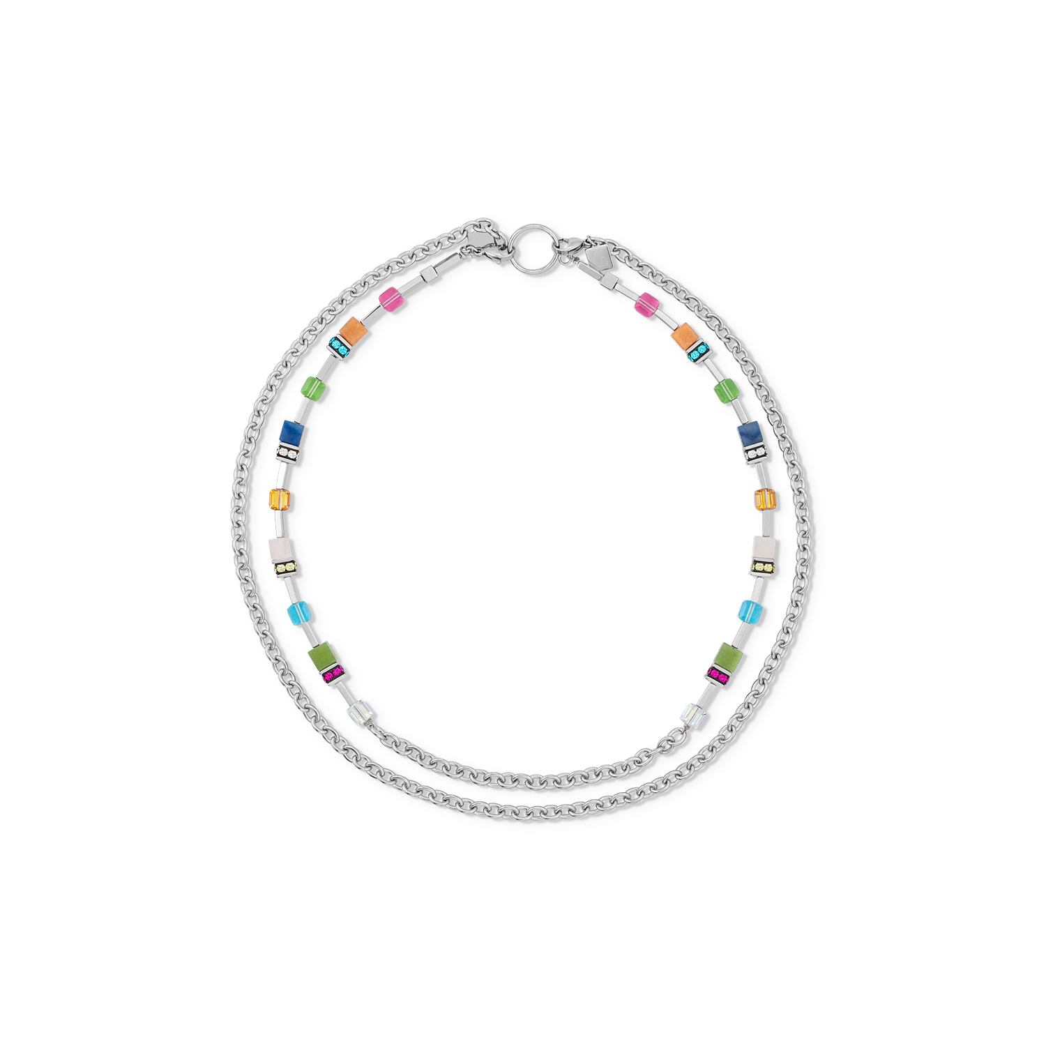 coeur-de-lion-geocube-iconic-boho-halskette-silber-multicolor-multi-wear image 1