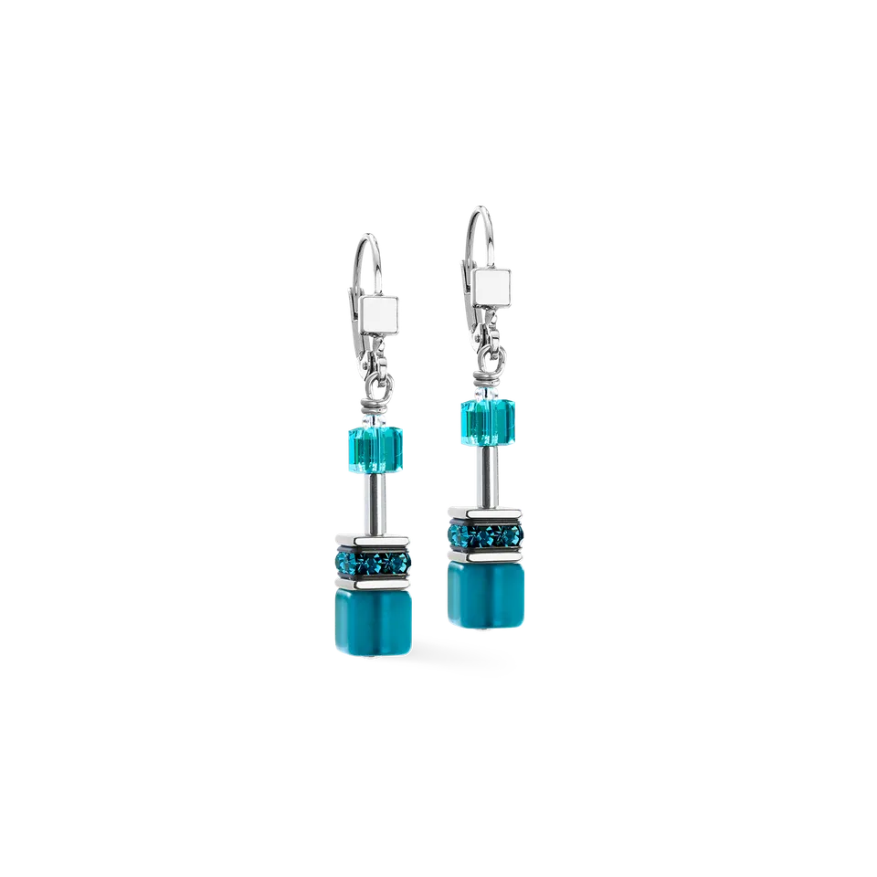 coeur-de-lion-geocube-iconic-ohrringe-teal-silber image 1