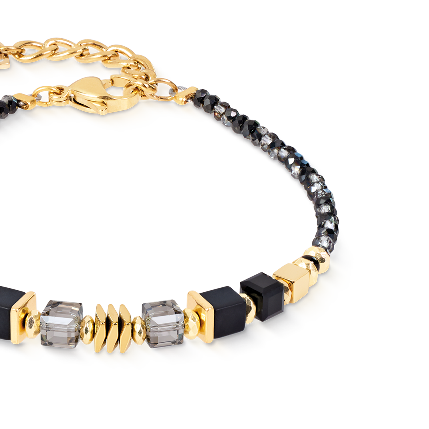 coeur-de-lion-geocube-armband-wave-cube-flow-gold-schwarz-18-cm-3-cm image 2