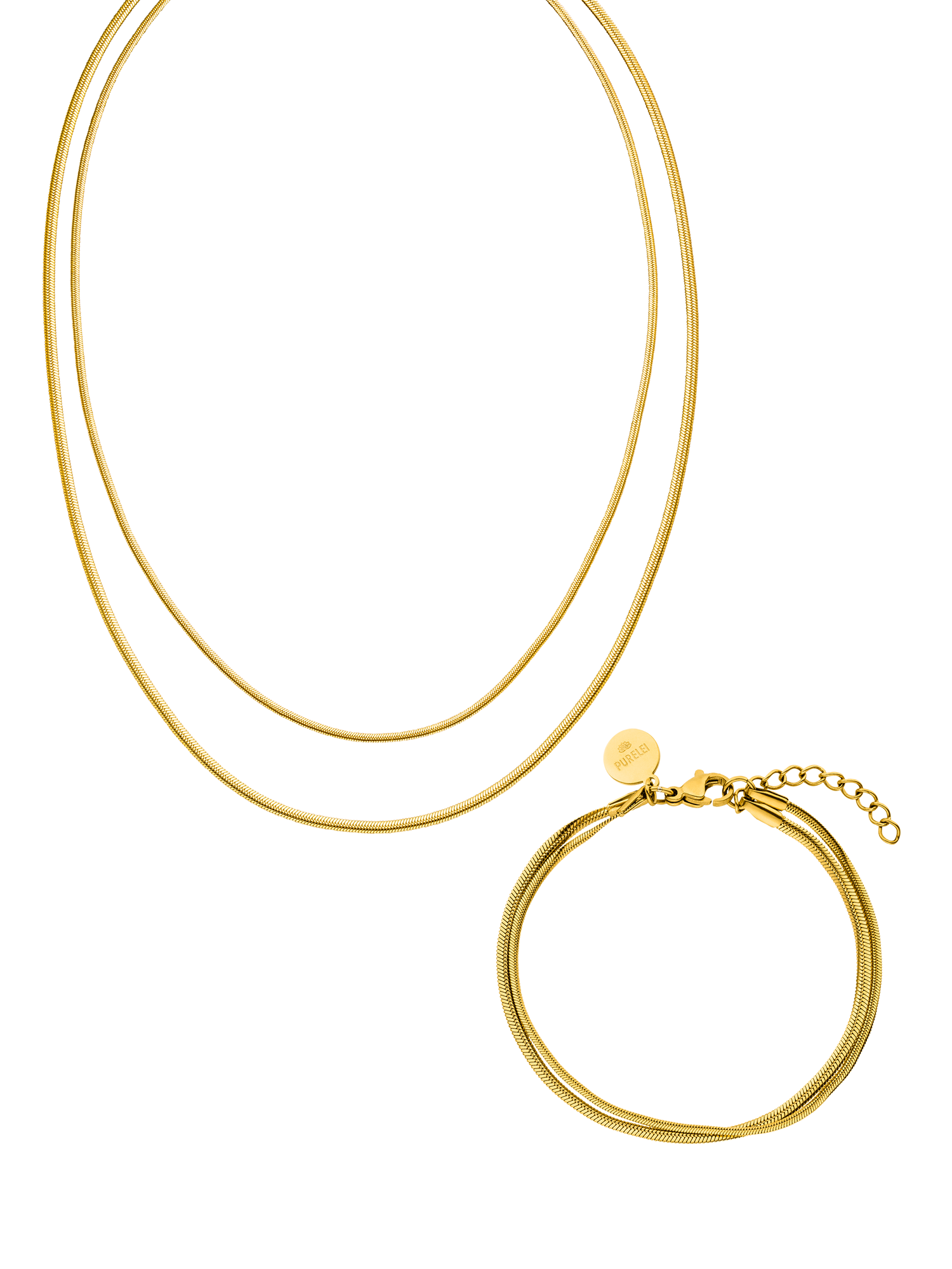 purelei-two-layers-set-zweilagige-schlangenkette-armband-gold-silber-ros-gold image 1