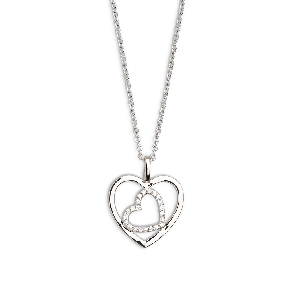 xenox-love-story-halskette-925-sterlingsilber-rhodiniert-mit-herz image 1