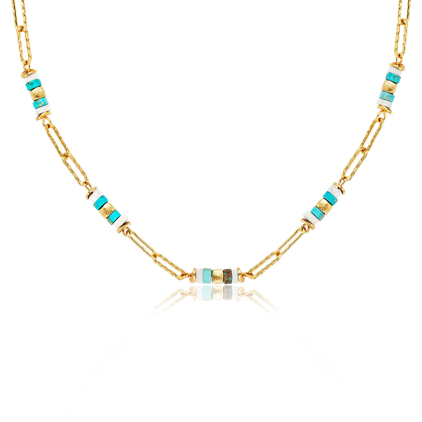 julie-julsen-loving-stones-kette-40-5-cm-t-rkis-jaspis-howlith-vergoldet image 1
