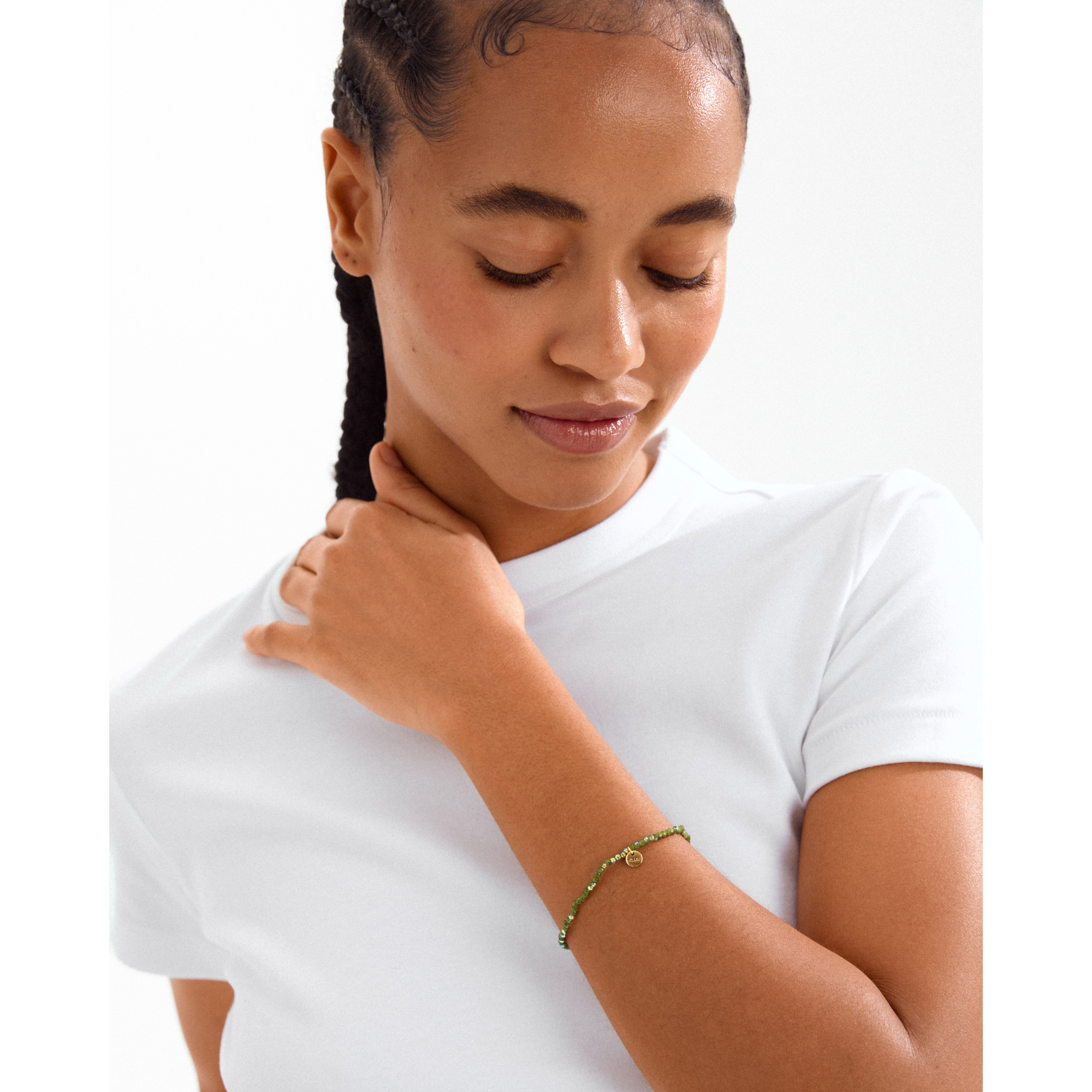 pilgrim-indie-armband-gr-n-goldplattiert-17-cm-glasperlen-armband image 2