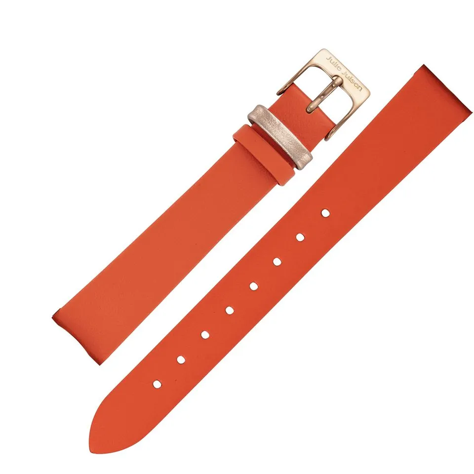 julie-julsen-leder-uhrband-orange-14-mm-silber-pin-system image 1