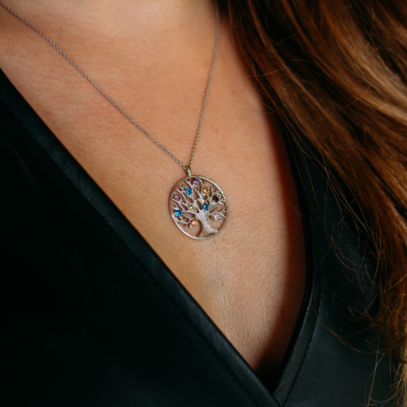 julie-julsen-kette-mit-anh-nger-lebensbaum-silber-mit-10-bunten-zirkonia image 2