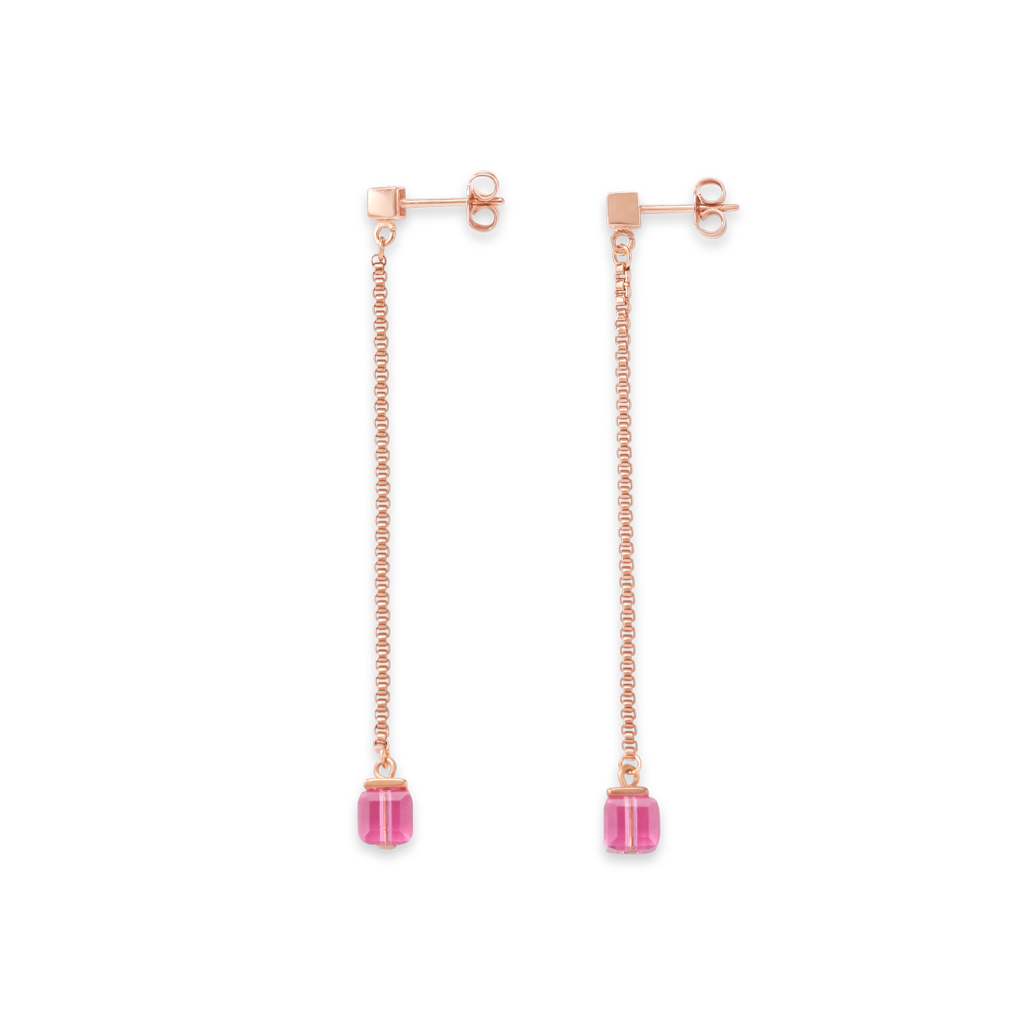 coeur-de-lion-iconic-ohrringe-edelstahl-ros-gold-mit-rosa-kristall-ohrstecker-0- image 1