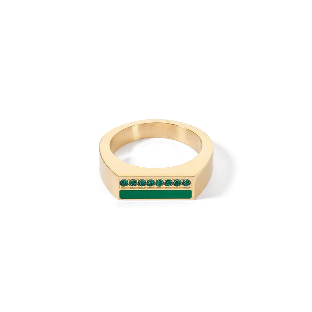 coeur-de-lion-ring-square-stripes-gold-gr-n image 1