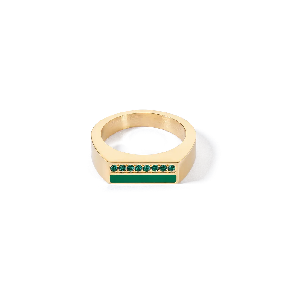 coeur-de-lion-ring-square-stripes-gold-gr-n image 1