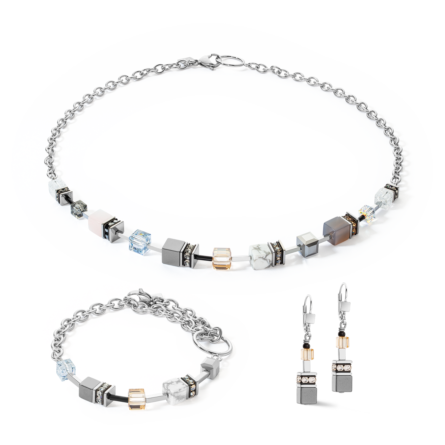 coeur-de-lion-geocube-iconic-precious-chain-armband-grau-beige image 3