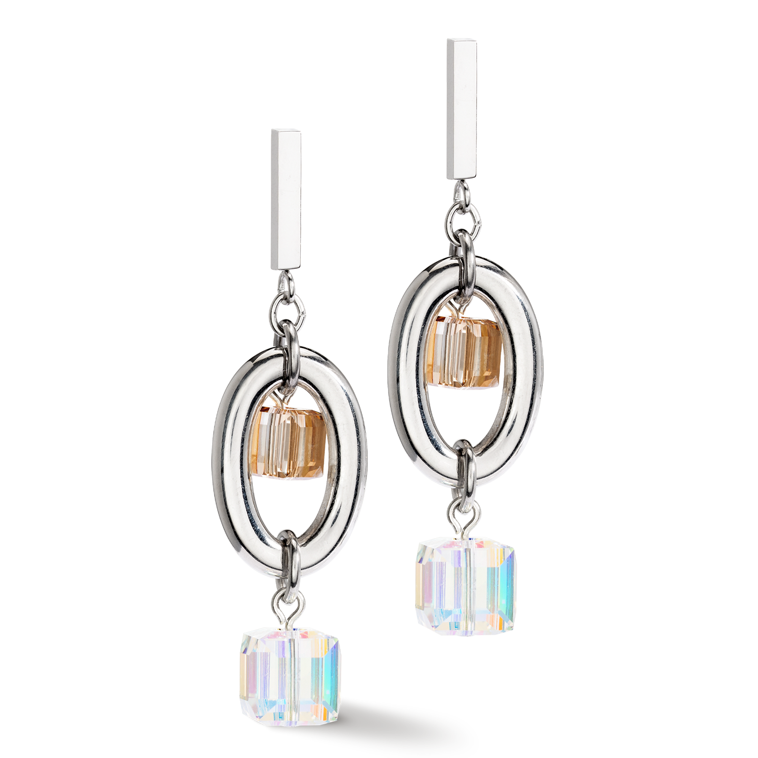 coeur-de-lion-geocube-statement-ohrringe-chunky-chain-multiwear-grau-beige image 2