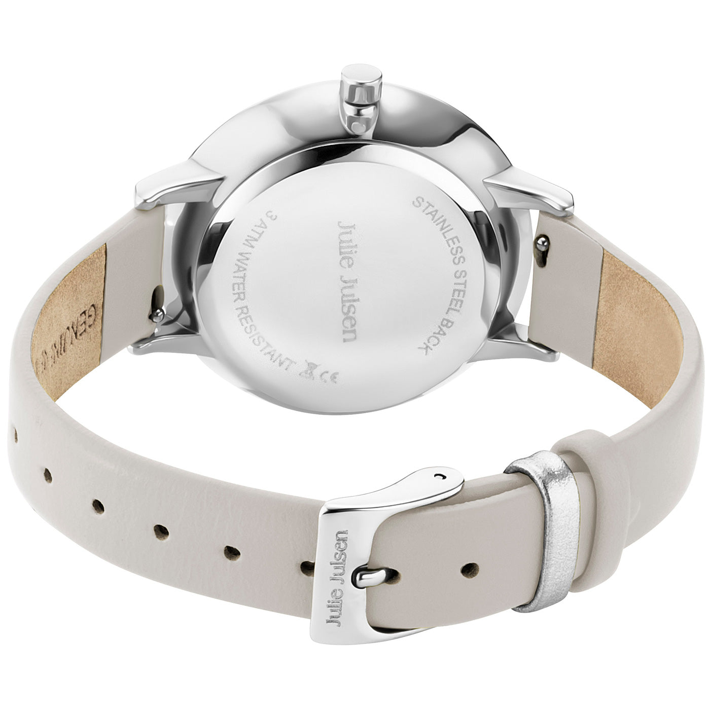julie-julsen-little-second-damenarmbanduhr-silber-mit-hellgrauem-lederband image 4