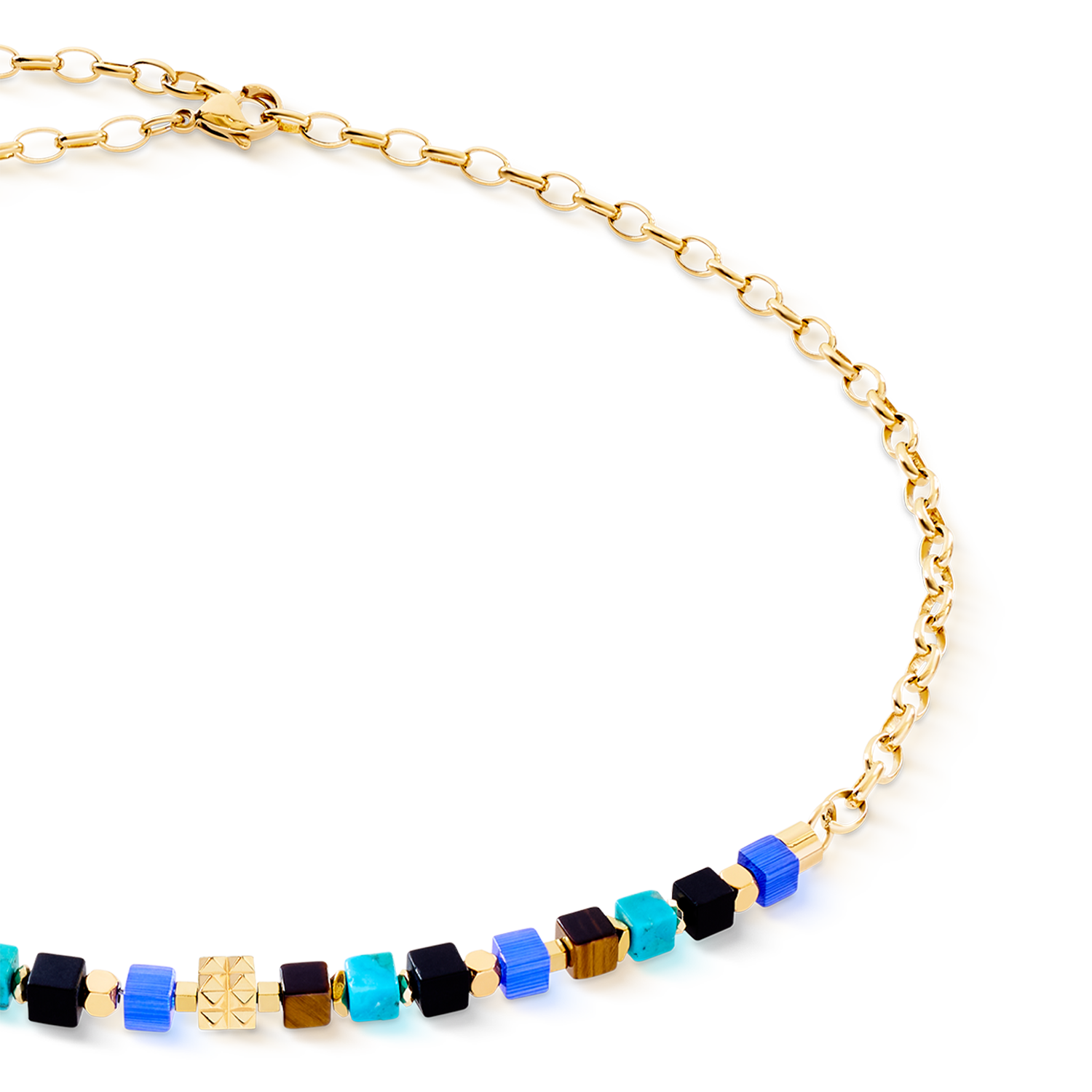coeur-de-lion-halskette-cube-mosaic-lagoon-gold image 2
