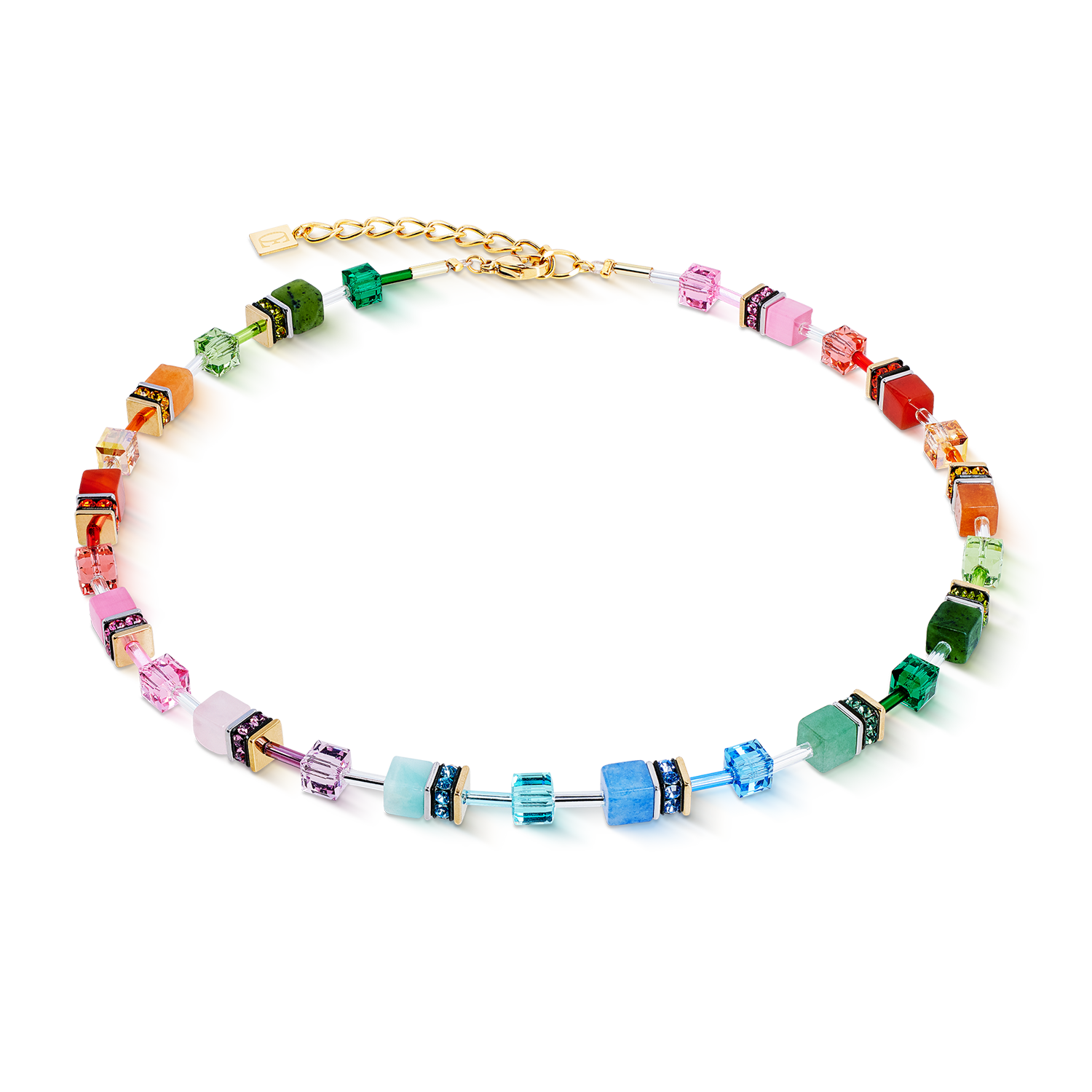 coeur-de-lion-geocube-iconic-precious-halskette-rainbow-gold-multicolor image 1