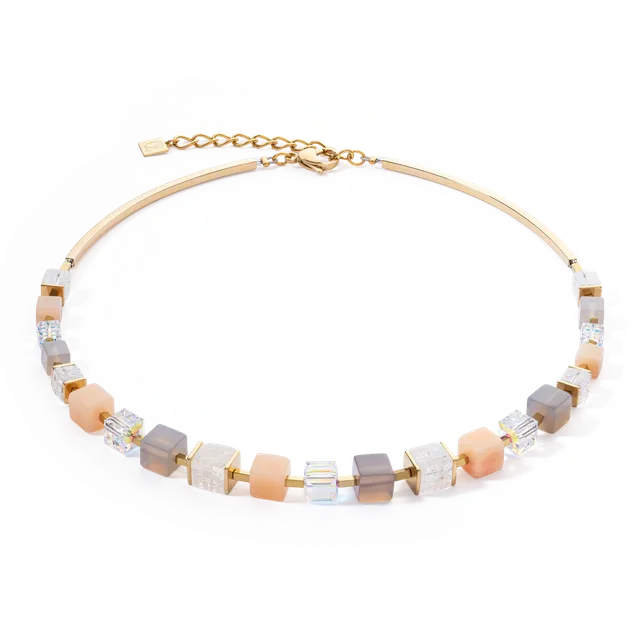coeur-de-lion-precious-statement-cubes-halskette-grau-peach-8-mm image 1