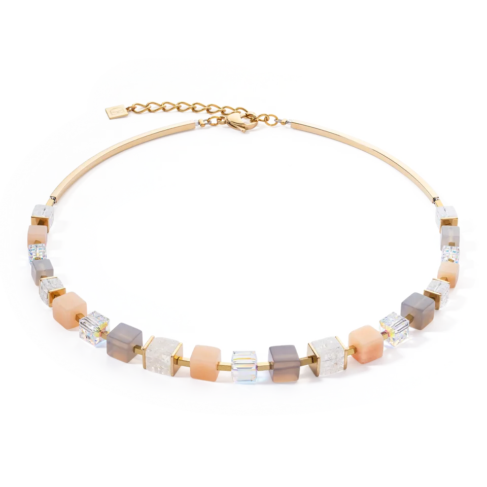 coeur-de-lion-precious-statement-cubes-halskette-grau-peach-8-mm image 1