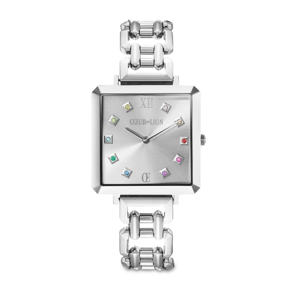 coeur-de-lion-uhr-iconic-cube-classic-rainbow-statement-silber image 1