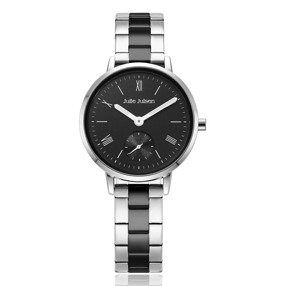 julie-julsen-little-second-damenarmbanduhr-silber-mit-silber-schwarzem-edelstahl image 1