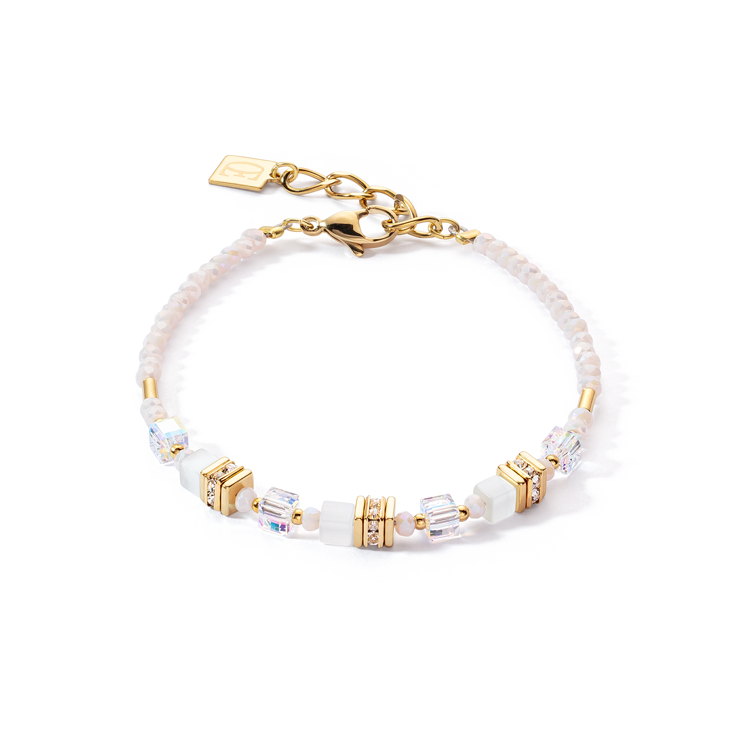 coeur-de-lion-armband-mini-cubes-gold-wei-kristalle-glas image 1