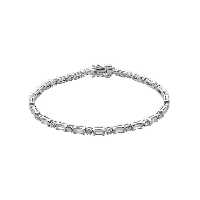 xenox-tennisarmband-925-sterlingsilber-rhodiniert-zirkonia-rund-und-eckig image 1