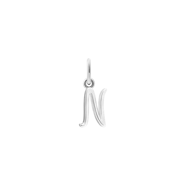 xenox-n-letter-italic-charm-925-sterlingsilber-rhodiniert-buchstabe-n image 1