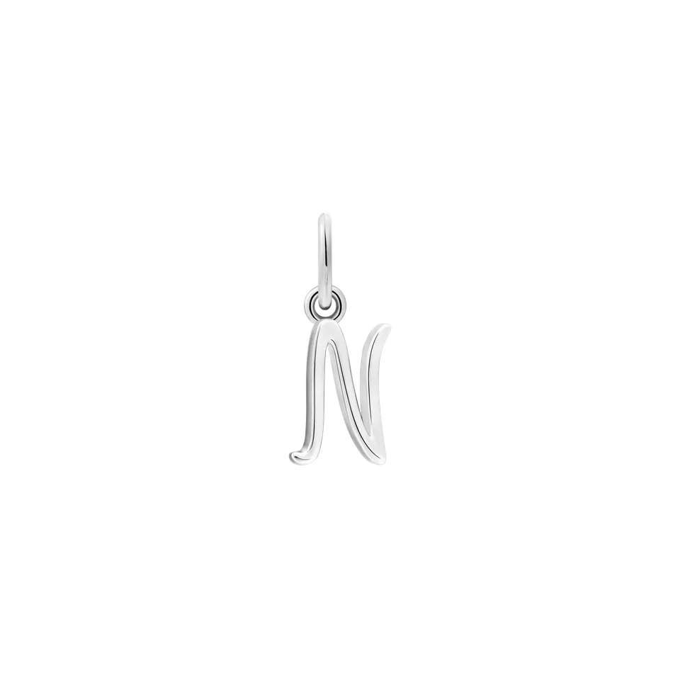 xenox-n-letter-italic-charm-925-sterlingsilber-rhodiniert-buchstabe-n image 1