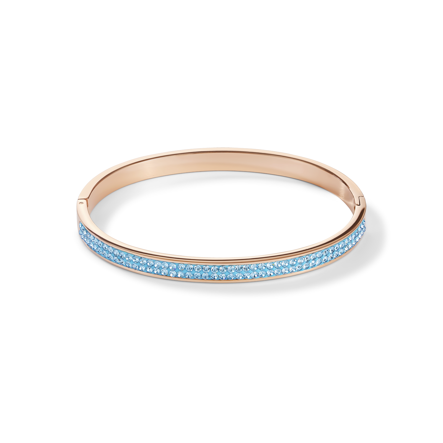 coeur-de-lion-iconic-armreif-edelstahl-ros-gold-mit-kristalle-pav-aqua-17-cm image 1