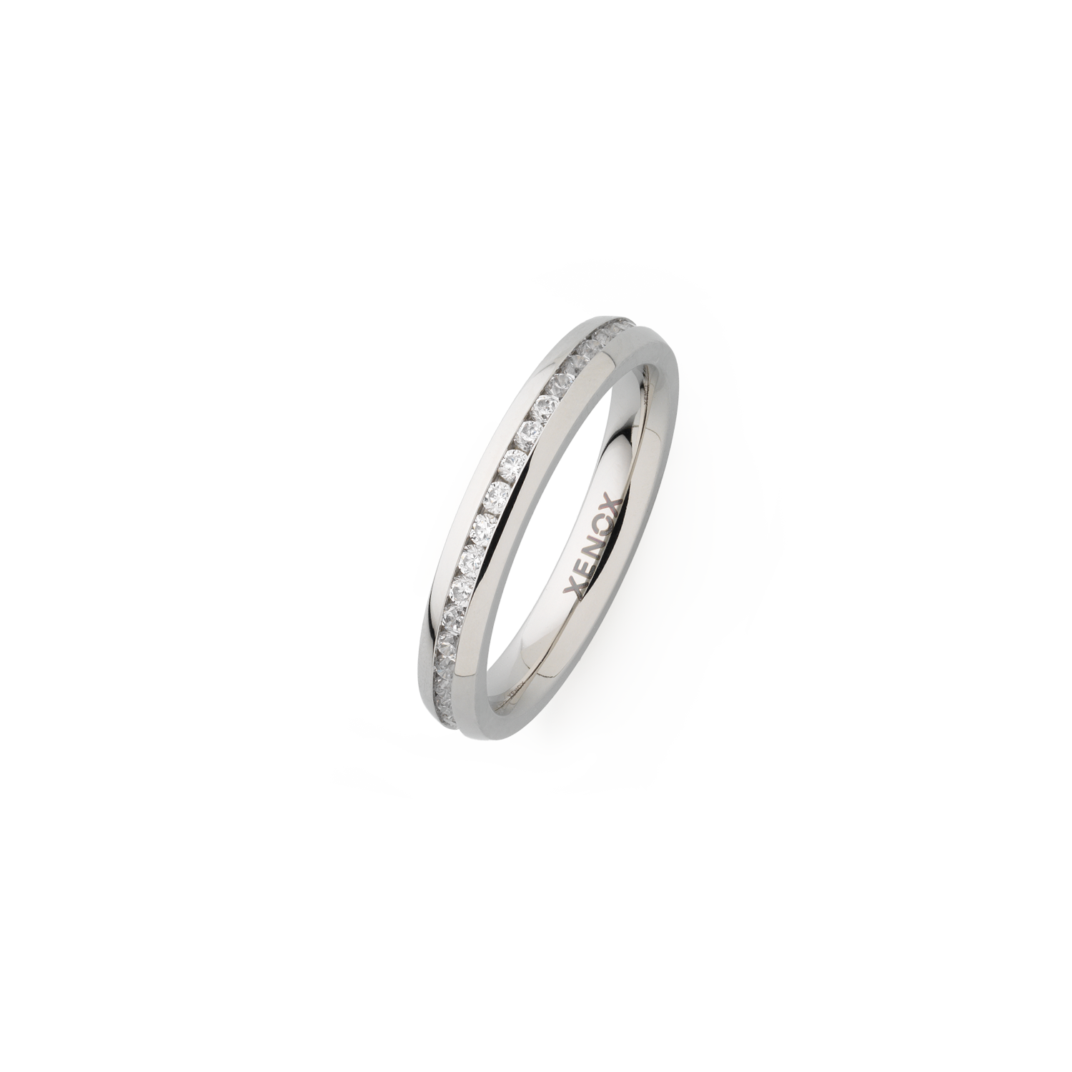 xenox-partnerring-x2301-48-edelstahl-silber-mit-zirkonia-reihe image 1