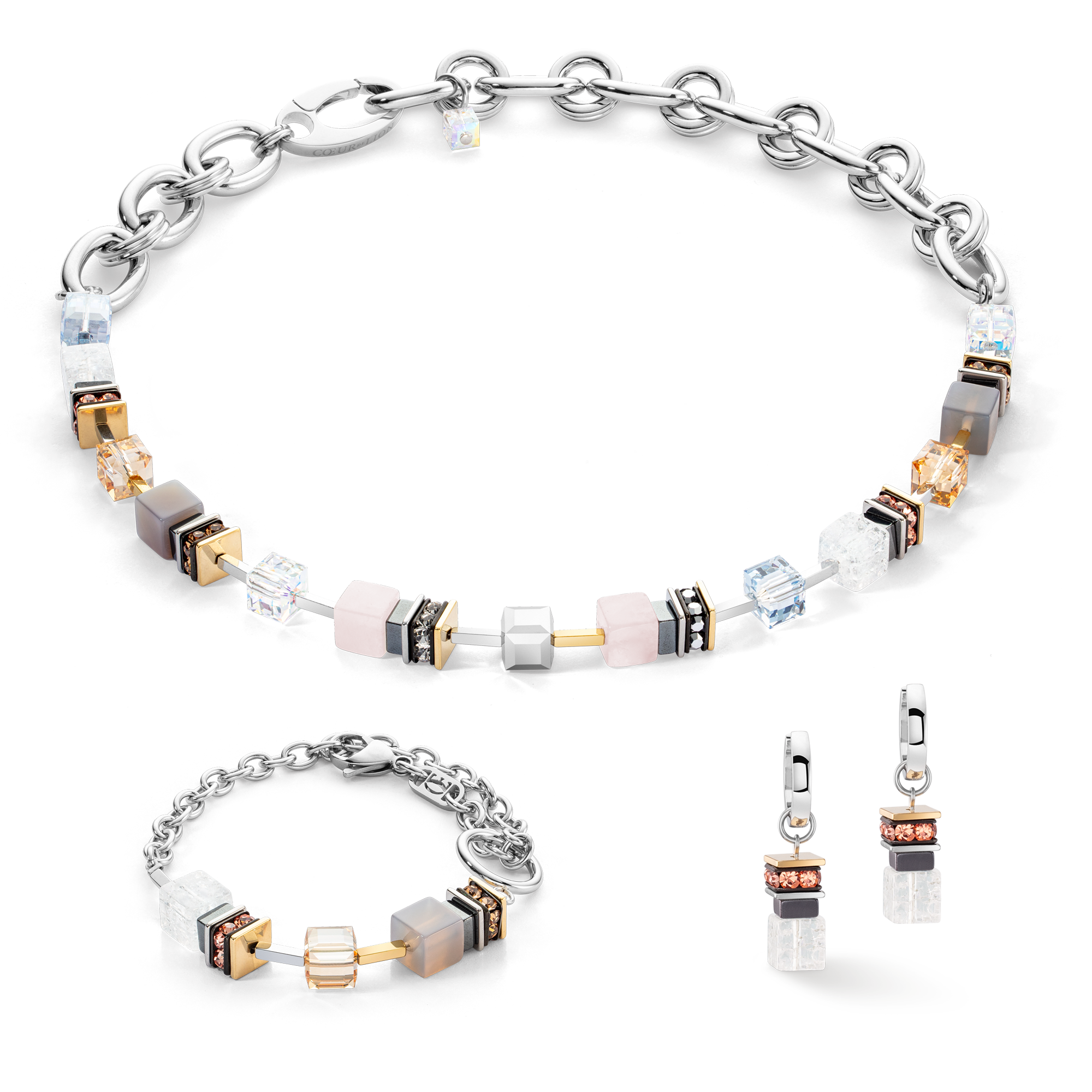 coeur-de-lion-halskette-chunky-cubes-chain-runway-exclusive-bicolor-geocube-45-5 image 3