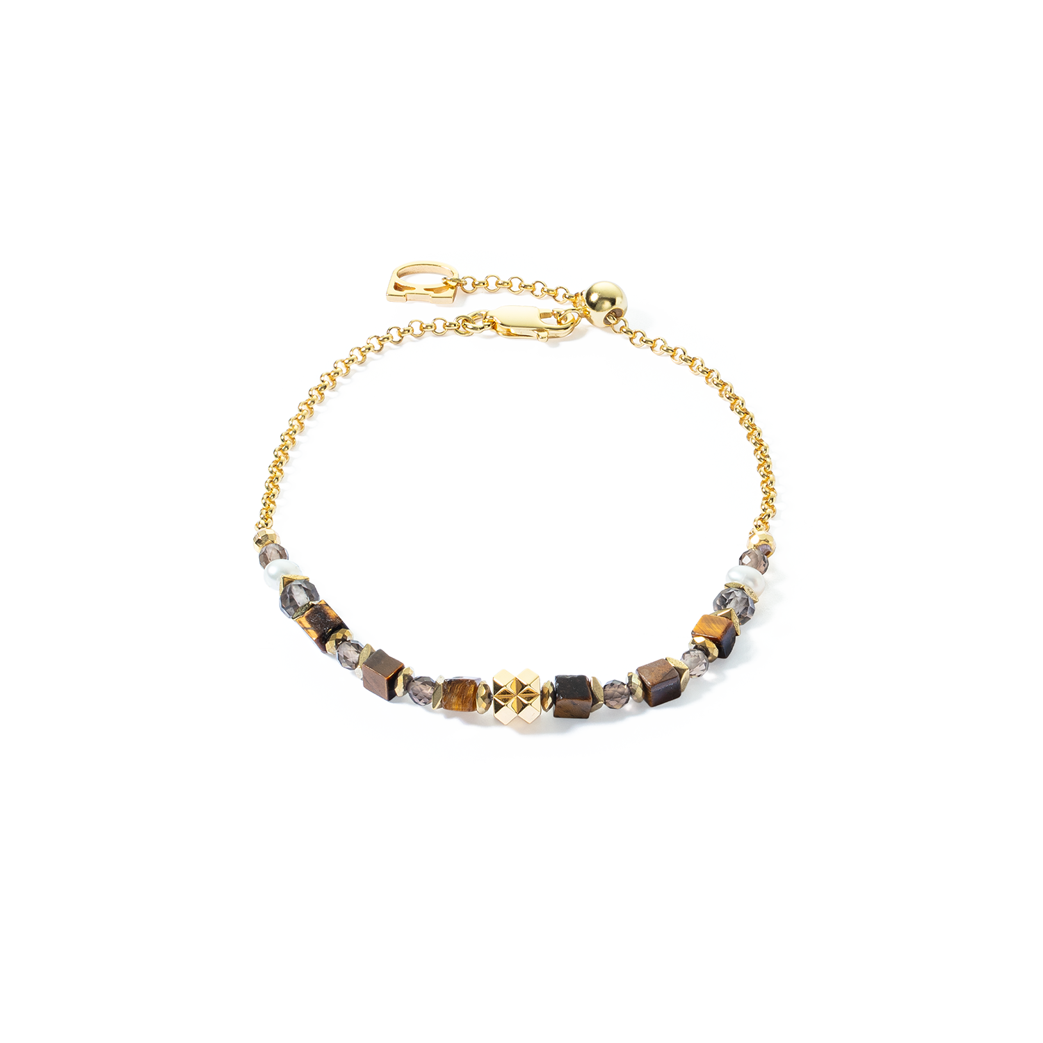 coeur-de-lion-iconic-spike-armband-gold-braun-fine-edition image 1