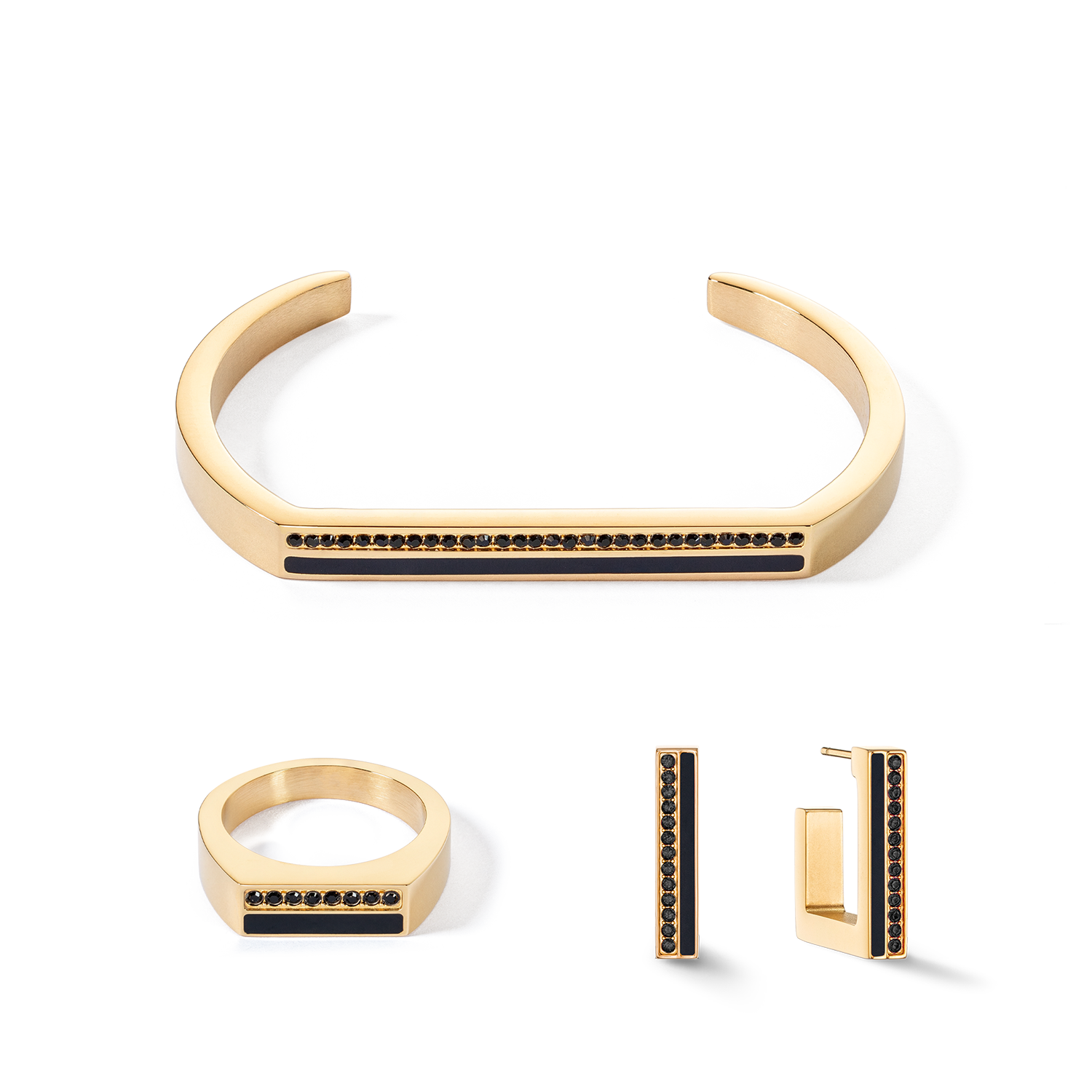 coeur-de-lion-armreif-cuff-square-stripes-gold-schwarz image 3