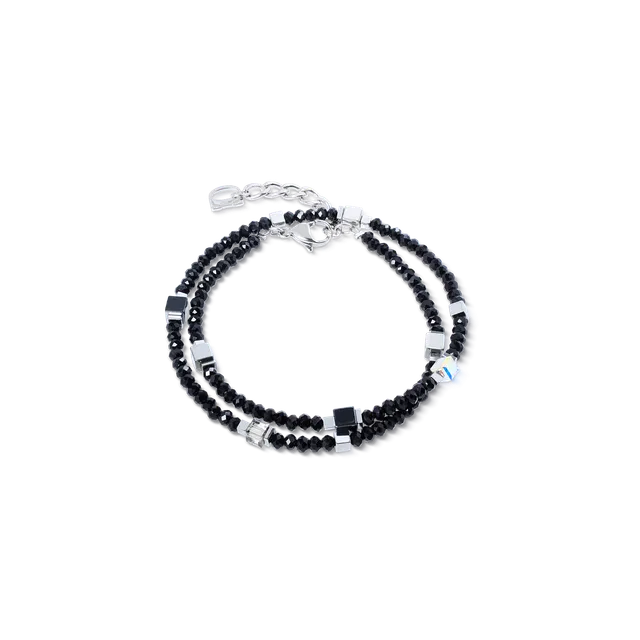 coeur-de-lion-joyful-colours-flex-armband-silber-schwarz-doppel-wicklung image 1