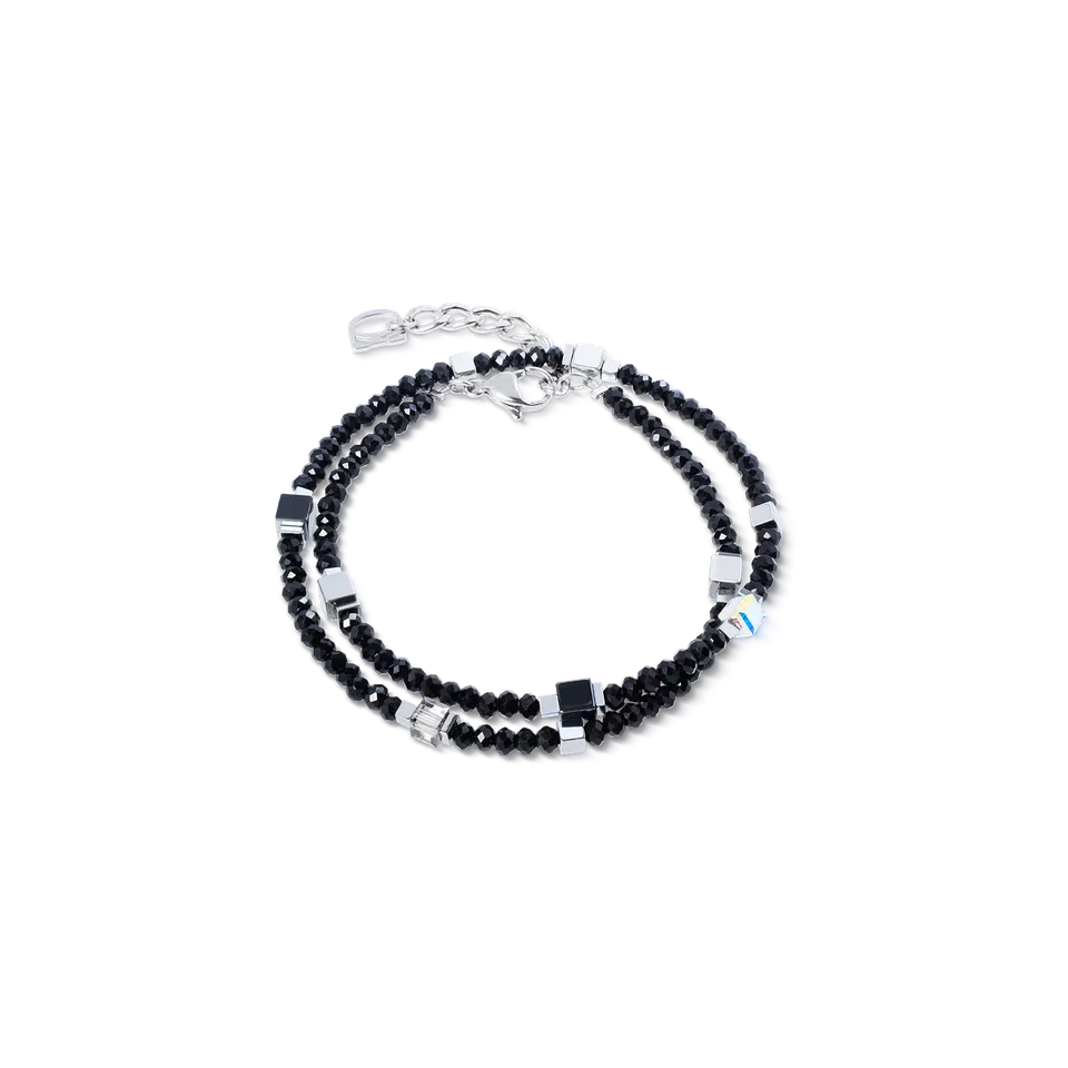 coeur-de-lion-joyful-colours-flex-armband-silber-schwarz-doppel-wicklung image 1