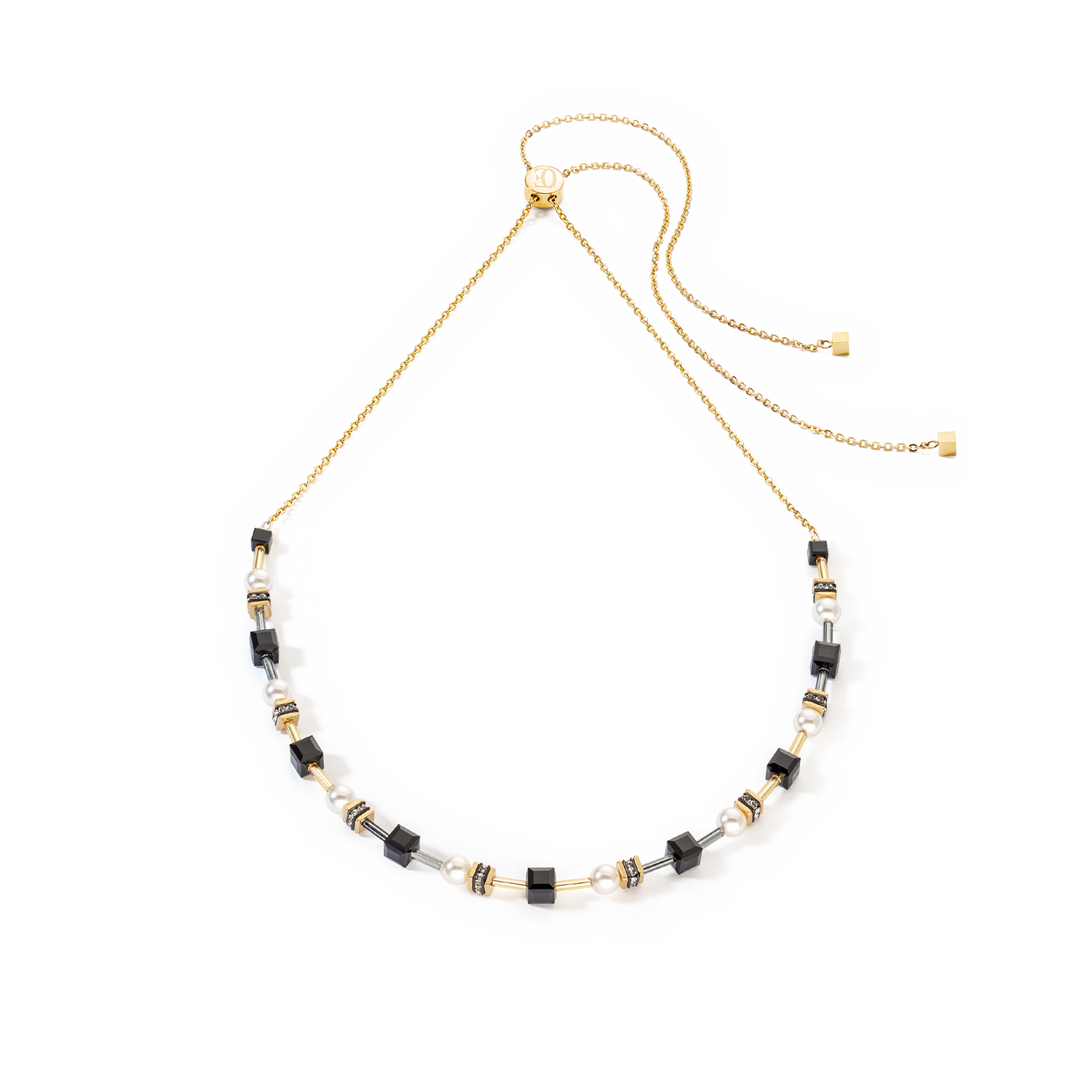coeur-de-lion-halskette-mysterious-cubes-pearls-gold-schwarz image 1