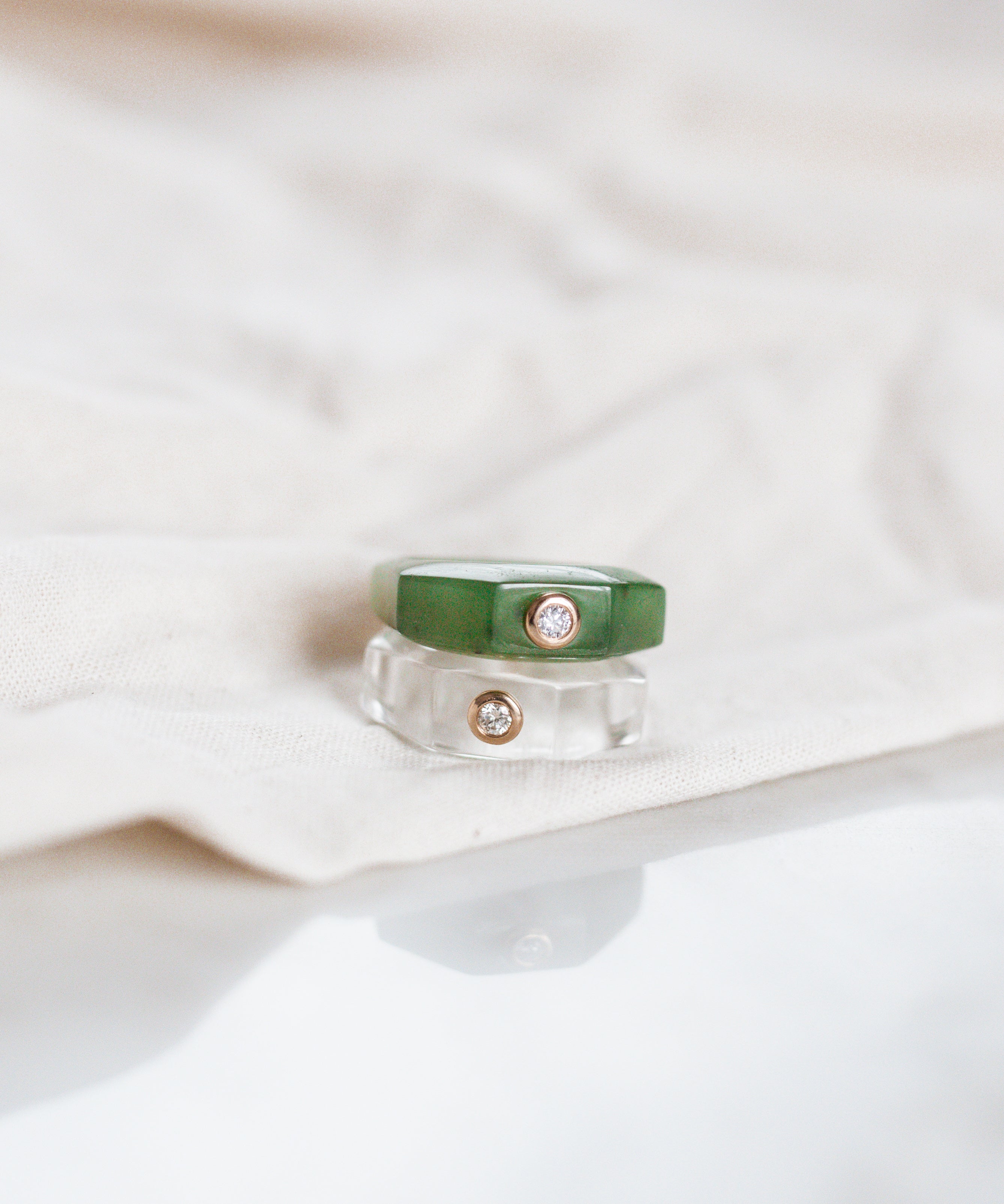 wald-berlin-shining-star-jade-ring-14k-gold-mit-diamant-gr-53 image 3