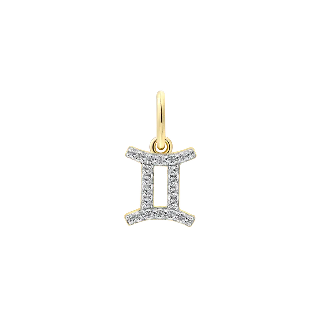 xenox-zwilling-charm-925-sterlingsilber-18k-vergoldung-mit-zirkonia image 1
