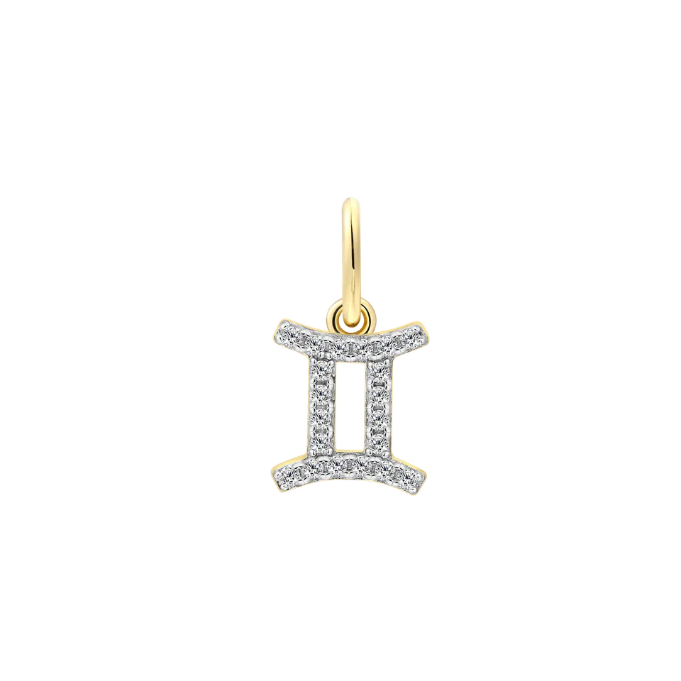 xenox-zwilling-charm-925-sterlingsilber-18k-vergoldung-mit-zirkonia image 1