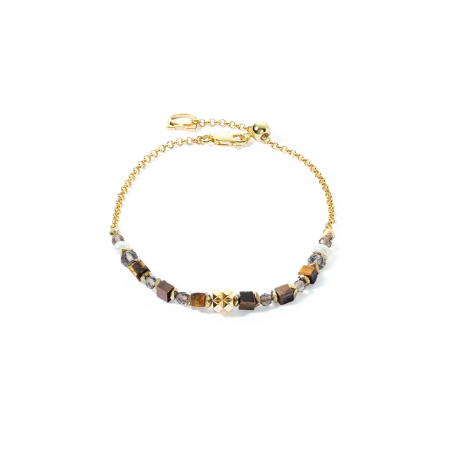 coeur-de-lion-iconic-spike-armband-gold-braun-fine-edition image 1