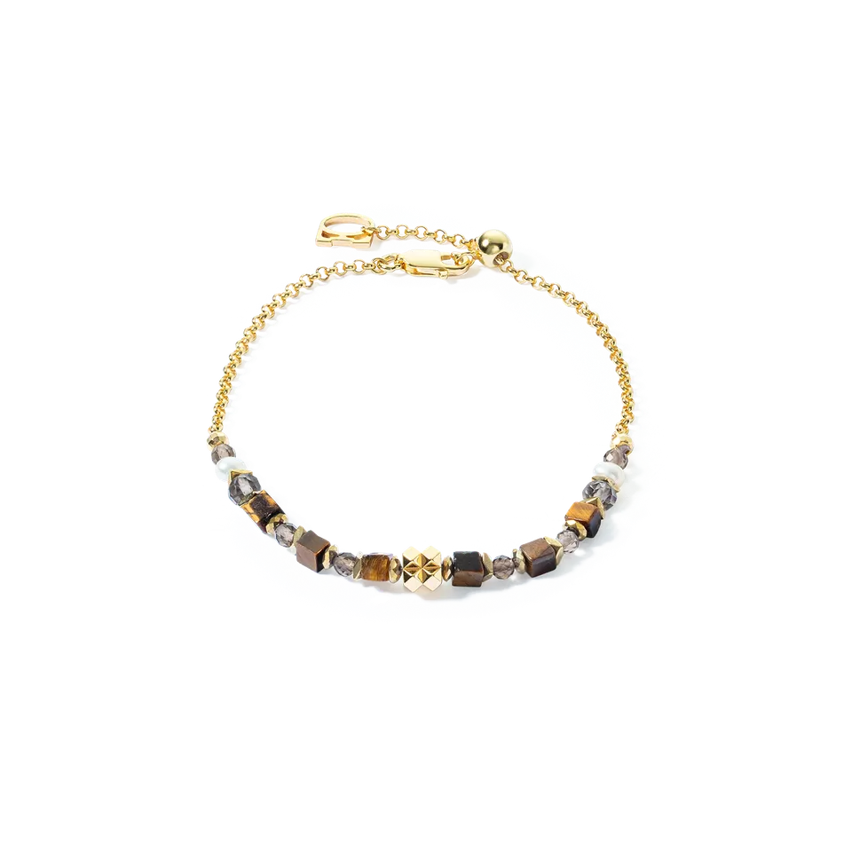 coeur-de-lion-iconic-spike-armband-gold-braun-fine-edition image 1