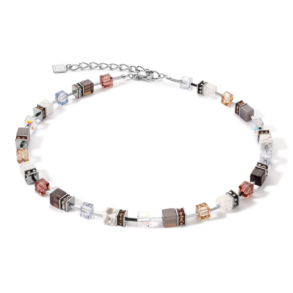 coeur-de-lion-geocube-iconic-statement-precious-halskette-cognac-beige image 1