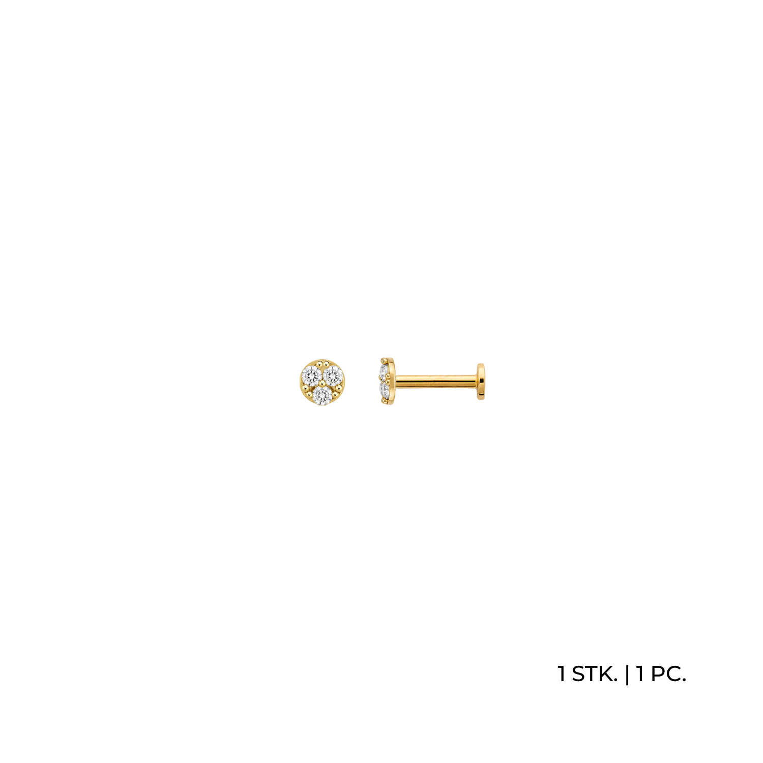 xenox-fine-trio-spark-piercing-585-gelbgold-mit-zirkonia-einzel-ohrstecker image 1