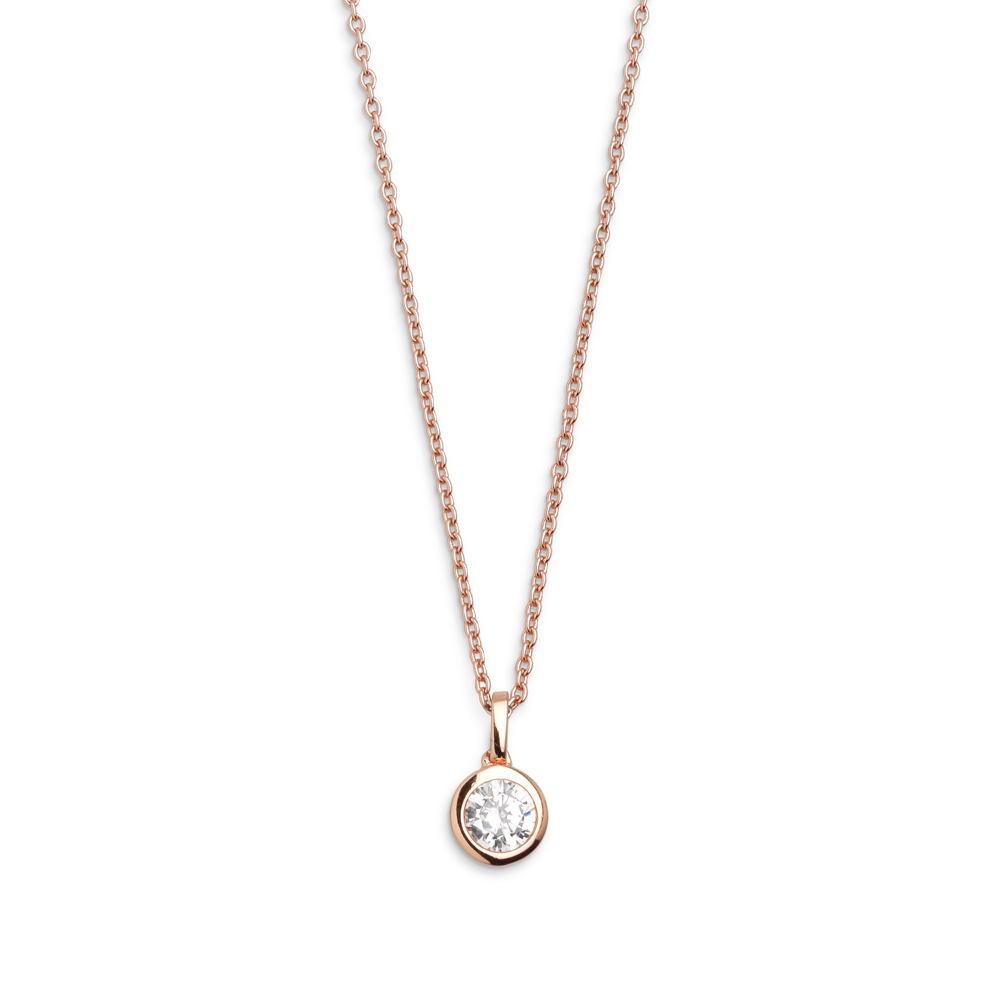 xenox-zarge-halskette-925-sterlingsilber-ros-vergoldet-mit-zirkonia image 1