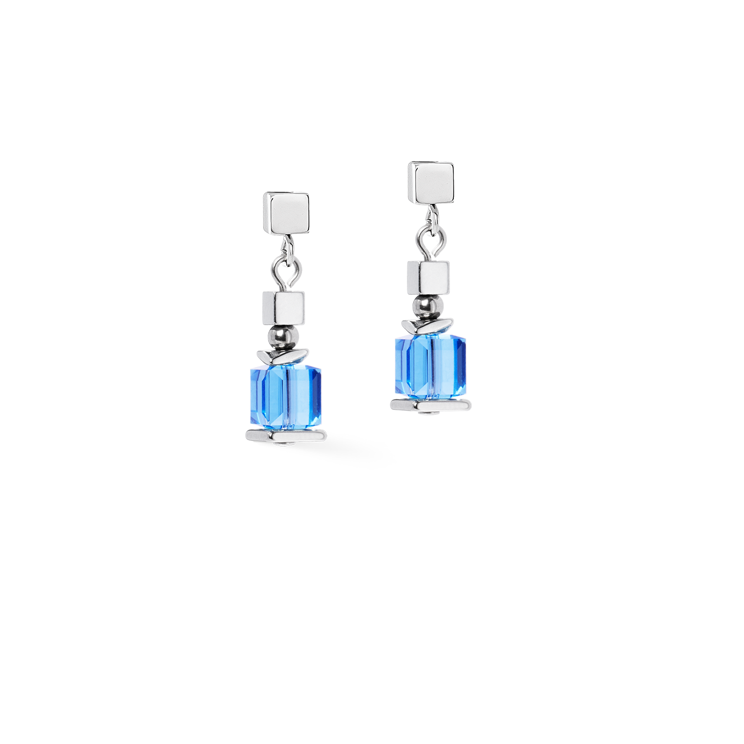 coeur-de-lion-ohrringe-sparkling-cubes-fusion-chain-silber-blau image 2